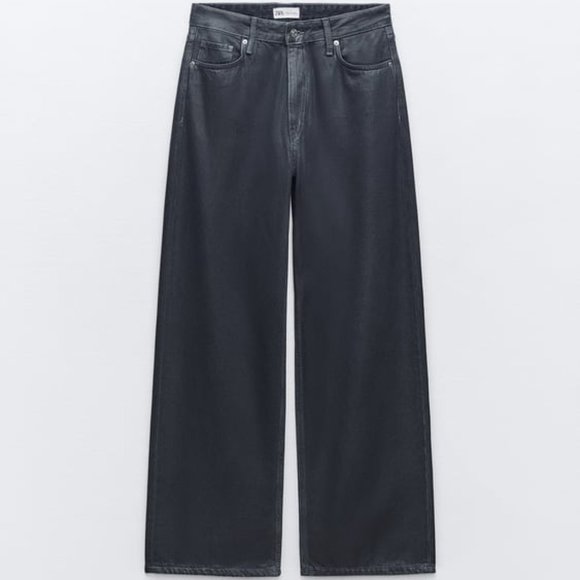 ZARA MID RISE LOOSE FIT FOIL JEANS - Picture 5 of 10